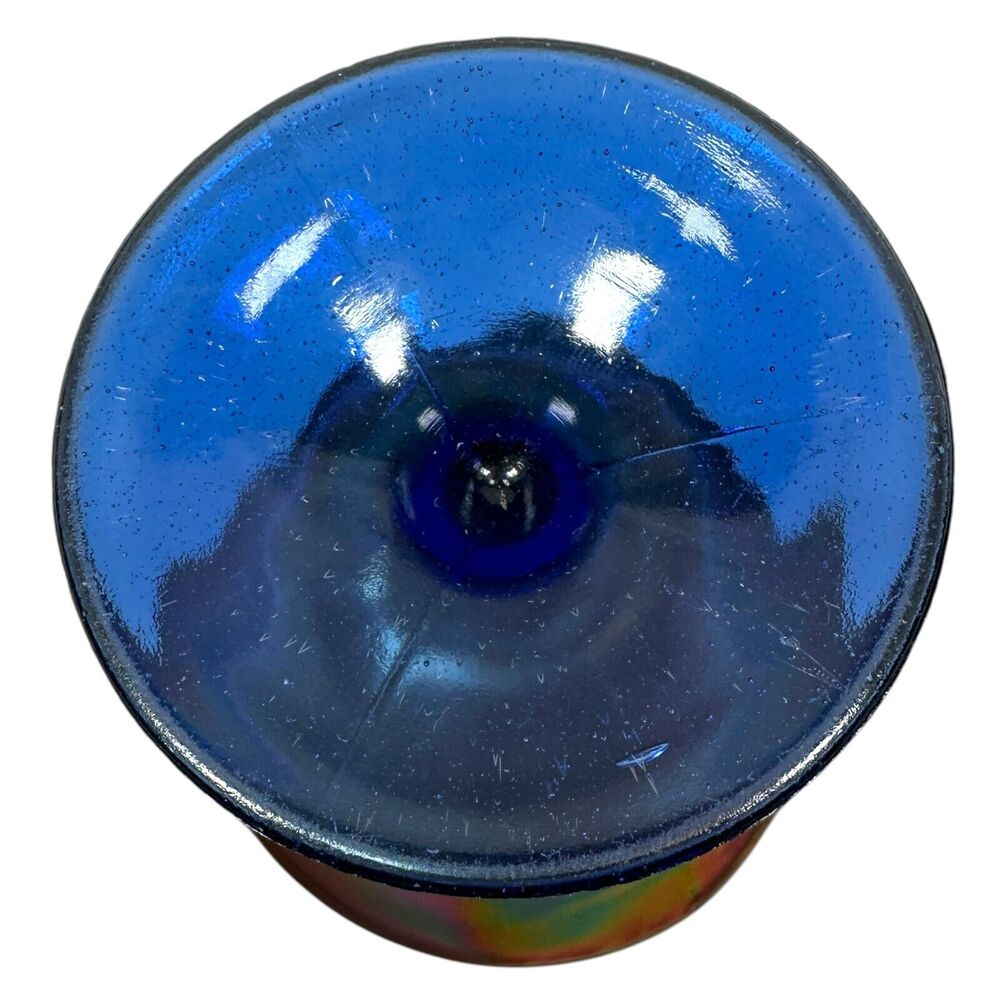 Vintage Fenton Carnival Glass Peacock & Urn Compote Colorful Goblet 5" Cup Rare - Picture 11 of 12
